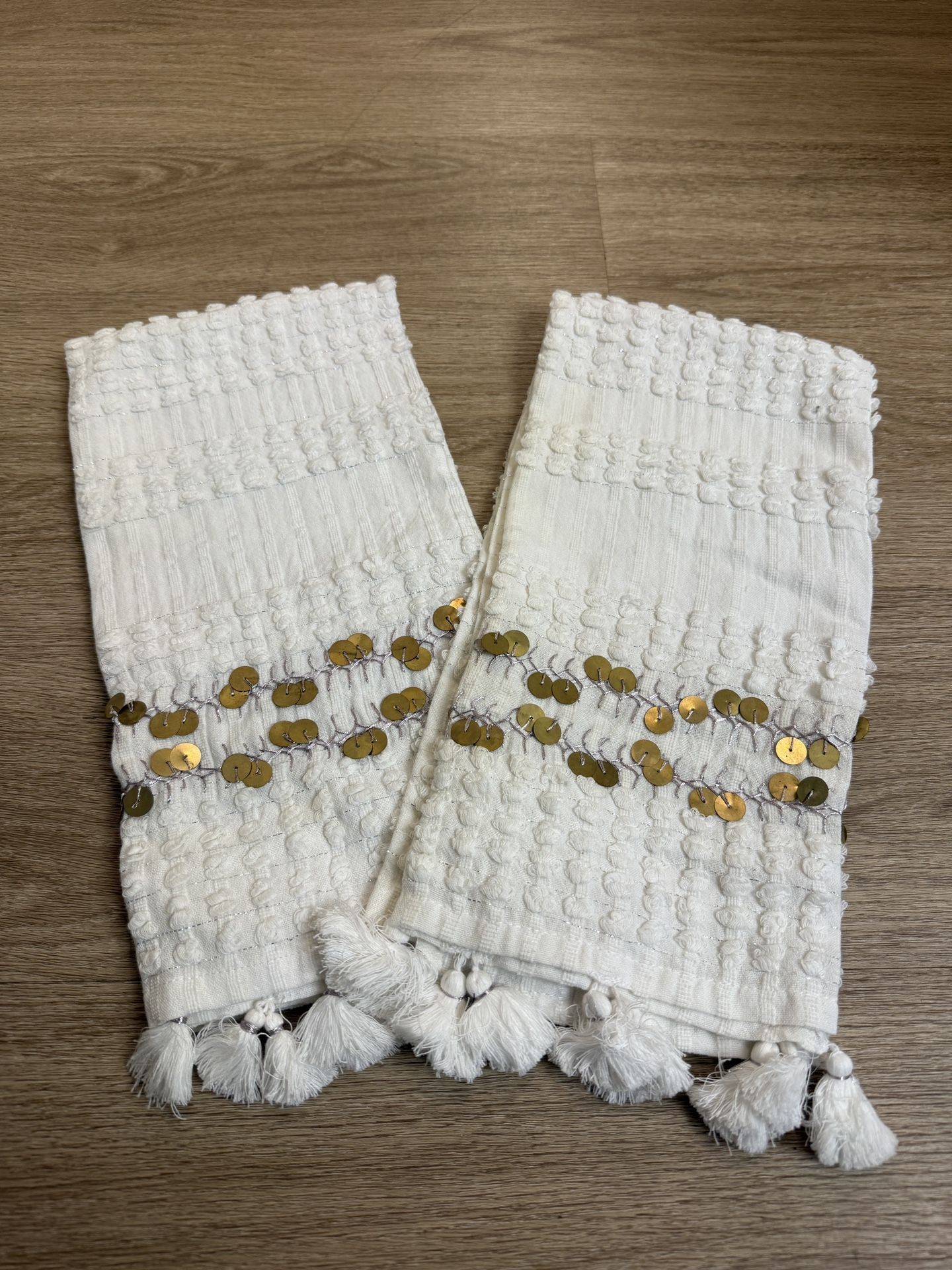 Brand New Gold Sequin And Tassel Kitchen Towels