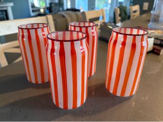 Super fun hand painted glass/ beer glass set