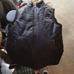 Men's Black Leather Vest