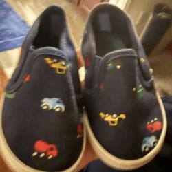 Carter’s Toddler Boys Slip-On Shoes Size 4M Navy Construction Truck Print