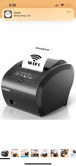 MUNBYN WiFi Receipt Printer with USB Port, 80mm WiFi POS Printer Works with Mac Windows Chromebook Linux Cash Drawer, No Support for Square, Zettle, S