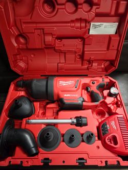 Milwaukee M12 Drain Cleaning Airsnake Air Gun Kit with (1) 2.0Ah Battery, Toilet Attachments