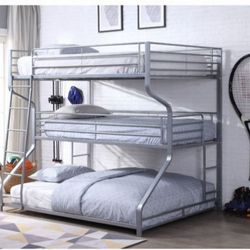 Triple Bunk Bed With Mattress 