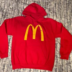 McDonalds Red Golden Arches Hoodie Sweatshirt M Employee Uniform Excellent