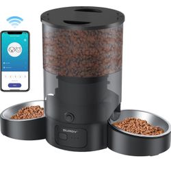 Automatic Cat Feeder for 2 Cats, SURDY 2.4G WiFi Smart Pet Feeder with APP Control for Remote Feeding, 3L Timed Pet Feeder Programmable 1-10 Meals, Du