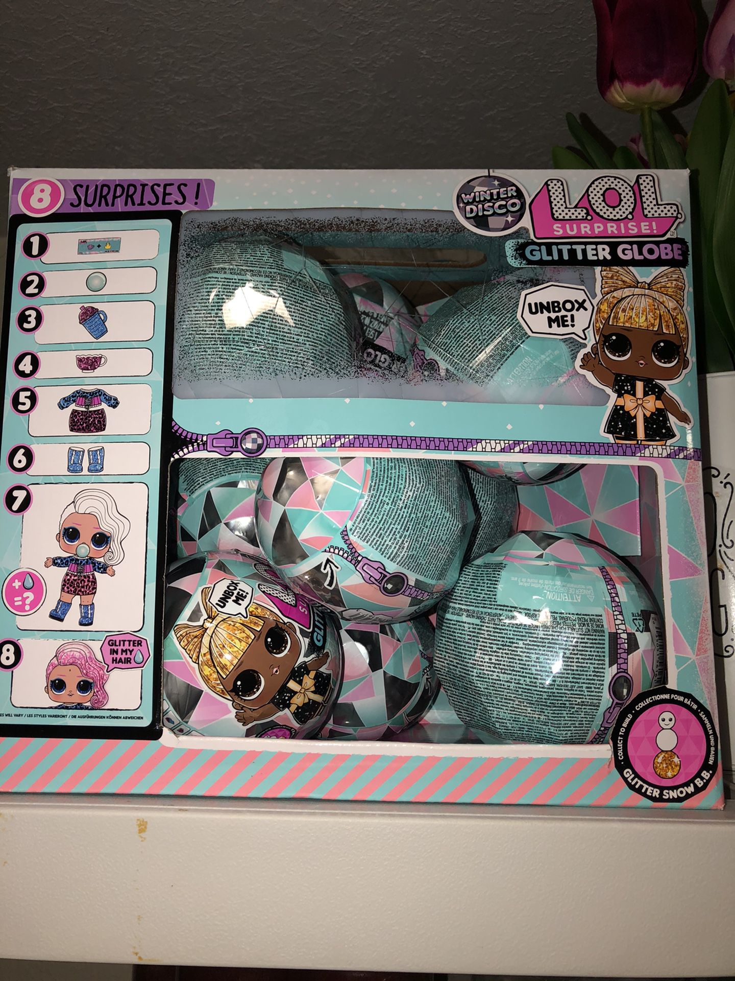 Lol surprise toys. 10$ each glitter globes