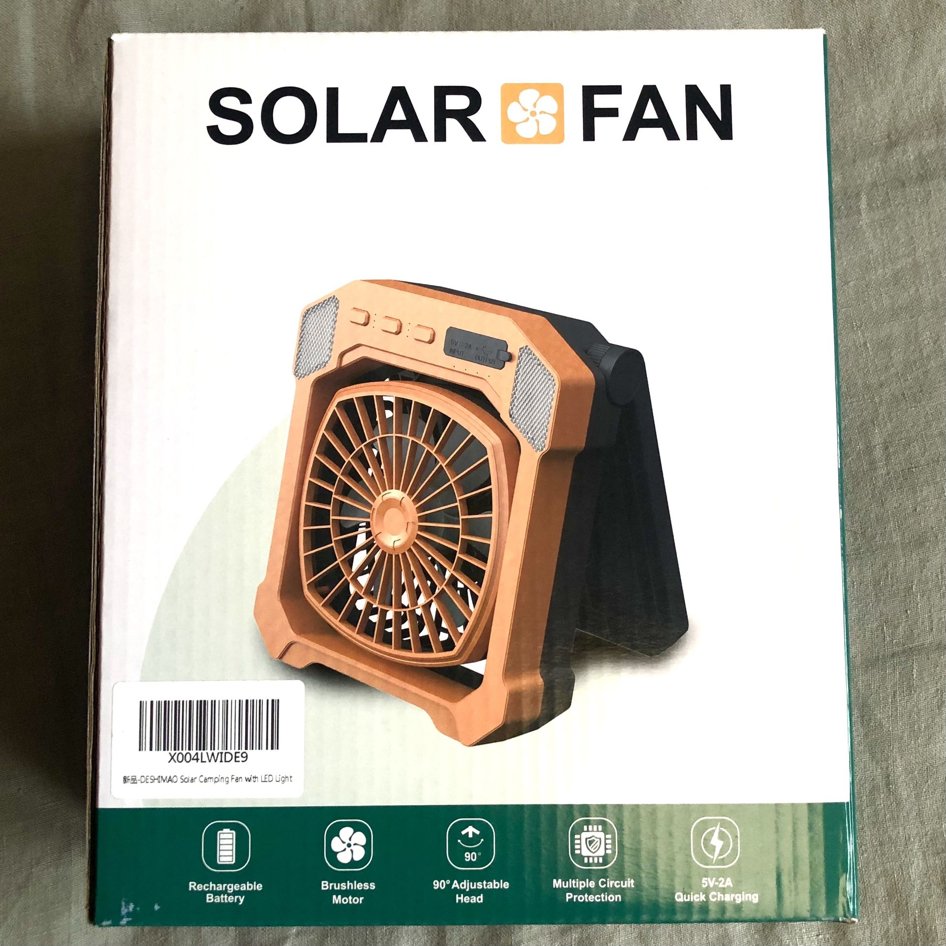NEW*👉🏻Portable Solar Fan Camping LED Light USB Power Bank (Silver Lake)