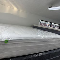 KING SIZE SFERRA PILLOW TOP MATTRESS & BOX SPRINGS BED SET