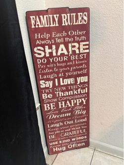 Family Rule wooden sign