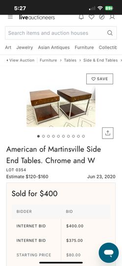 American Of Martinsville Side Tables