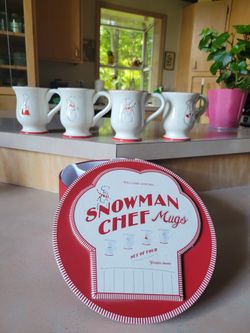Williams & Sonoma Snowman Chef Mugs