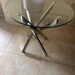Glass Top Glass End Table