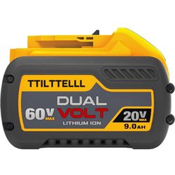 60V Battery 9ah 60V Replacement Batteries 60 Volt Compatible with Dewalt 20V/60V Battery Power Tools