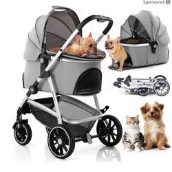 NEW Kenyone Pet Stroller 3 in 1 for Medium Small Size Dogs Luxury Large Cat Stroller Detachable
