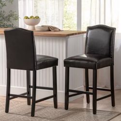 Brown Leather Barstool Chairs 