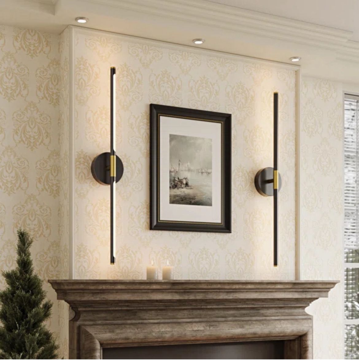 Wrought Studio 32” Battery Operated Dimmable Wall Sconces - Set Of 2 - New In Box