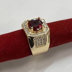 🌟men Ring🌟beautiful 14k Premium Gold Plated Simulated  Red Diamonds Men Ring 