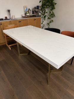 Dining  table with brass base 72”x36”