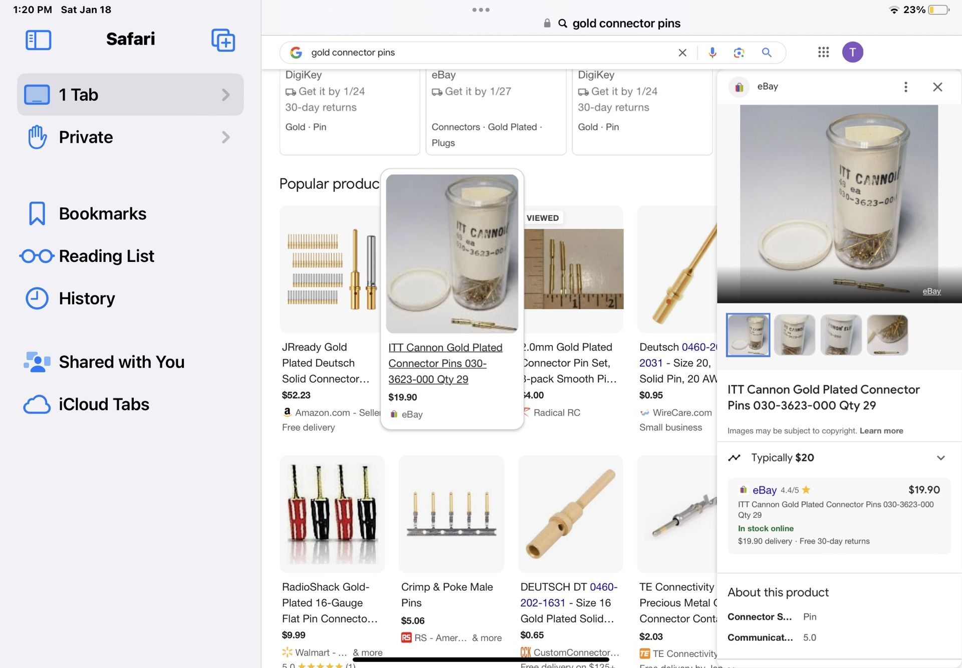 ITT Gold Connector Pins 