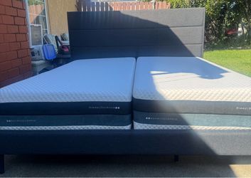 Beutiful calif king bed with good  split mattress
