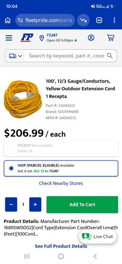 Southwire 100ft 12/3 Yellow Outdoor Extension Cord