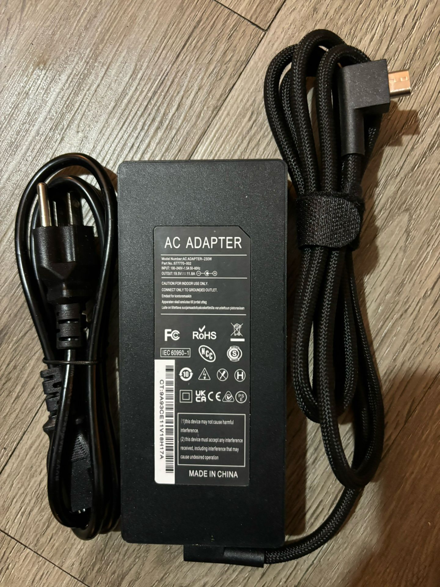 Razer Gaming Laptop Charger/AC Adapter 230w 3 Prong Attachment