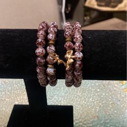 4 Brown Beaded Bracelets
