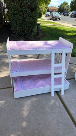 Doll bunk bed set with ladder