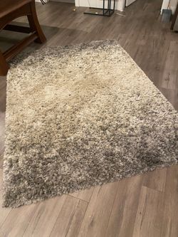 Beautiful Shaggy Rug in Gray/Cream Colors 7'2"x5'4"  Used for Staging