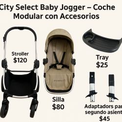 🍼 Baby Jogger City Select Modular Stroller – Taupe/Beige – Sistema completo en excelente estado
