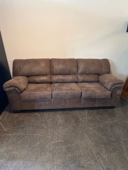 Plush 3-Seat Microfiber Sofa – Brown