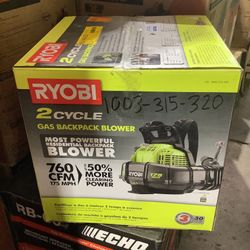RYOBI 175 MPH 760 CFM 38cc Gas Backpack Leaf Blower