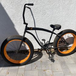 Fat Tire Beach Cruiser – Matte Black & Orange