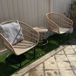 Two Chairs with Pillows And Table Patio Set 