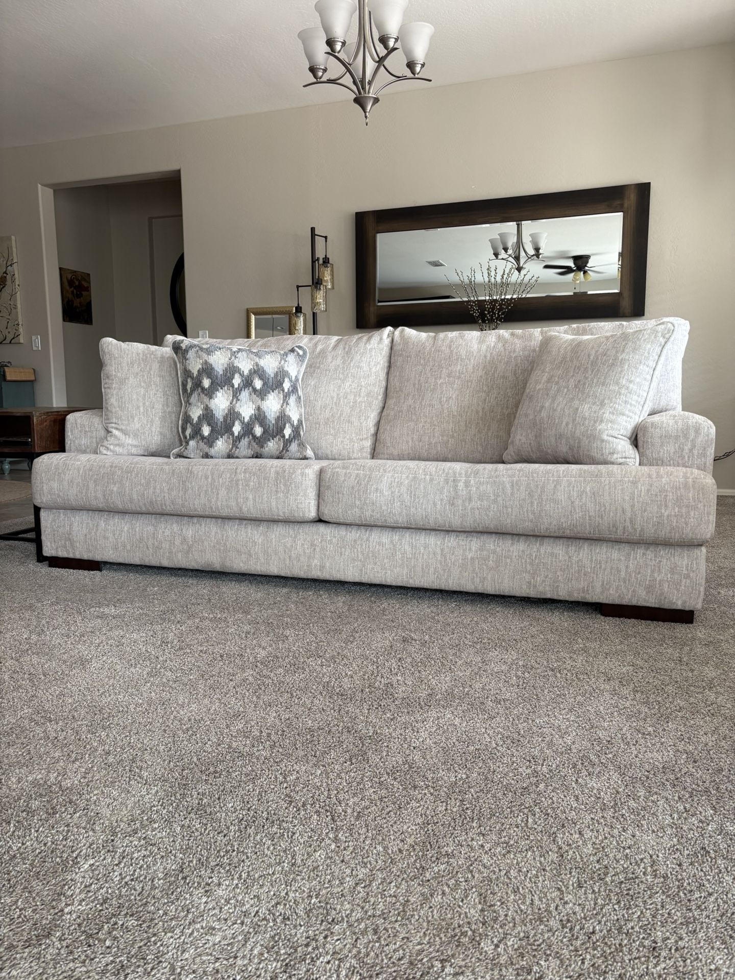 Sofa, Chair, Ottoman, and 2 Wood/metal End Tables