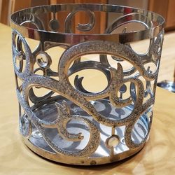 Bath & Body Works Silver Rhinestone & Glitter Swirls 3-Wick Candle Holder