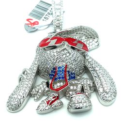 925 Silver CZ Hip Hop Bunny Pendant 24.30g 187619