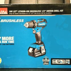 "For Sale" Makita Cordless 18V LITHIUM-LON Brushless 1/2 Driver-Drill Kit 