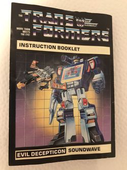 1984 Soundwave Transformer instruction booklet