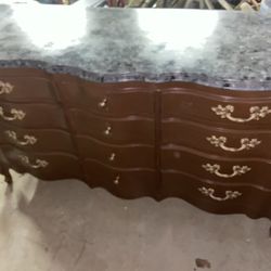 12 Drawer Antique Serpentine Dresser 