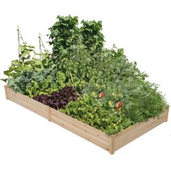 8×4ft Wooden Horticulture Raised Garden Bed Divisible Elevated Planting Planter Box for Flowers/Vegetables/Herbs in Backyard/Patio Outdoor, Natural Wo