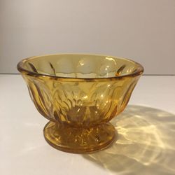 Vintage Amber Glass Pedestal Candy Dish