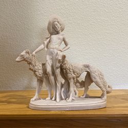 Sultana Walking With The Dogs , Made In Mexico, 12 Inches Tall 