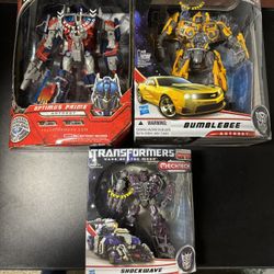 Transformers 3 Pack - Leader Class Optimus prime & Bumblebee w/ Voyager Class Shockwave