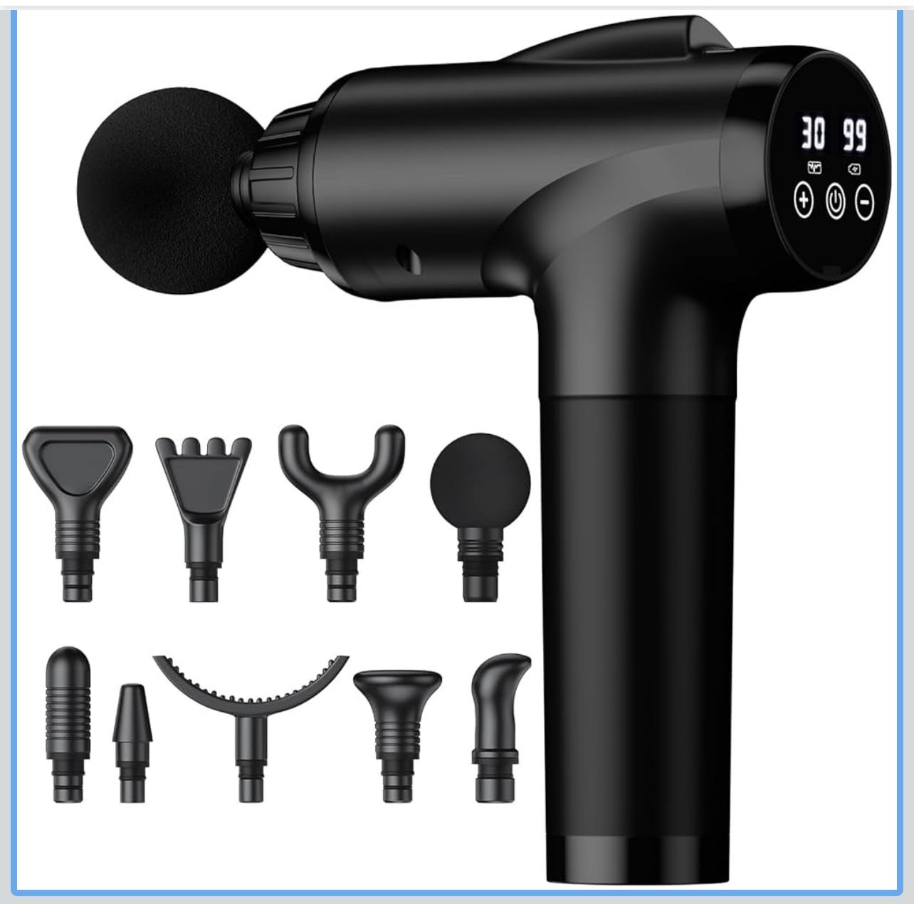 JQX Massage Gun Deep Tissue, High Percussion Back Neck Massager for Athletes, Handheld Muscle Massager Gun with 30 Speed Levels 9 Replacable Heads, Gi