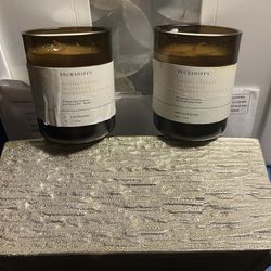 Two Scented Candles  And  A Holder 