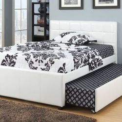 Brand New White Full Size Bed Frame With Trundle Bed 