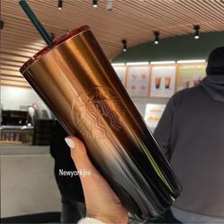 New Gold Brown Copper Ombre Starbucks Large Tumbler Hot Or Cold