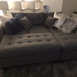 Brand New Gray Sectional Sofa Couch With Ottoman