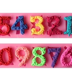 3D Number 0-9 Letter Silicone Molds  Sugarcraft Chocolate Candy Fondant Mold Candle Resin Cake Decoration Tools for Baby Sh